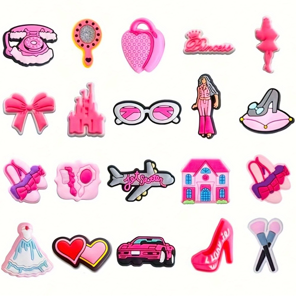 Barbie Pink and Red croc Charms Set gibbits NWT